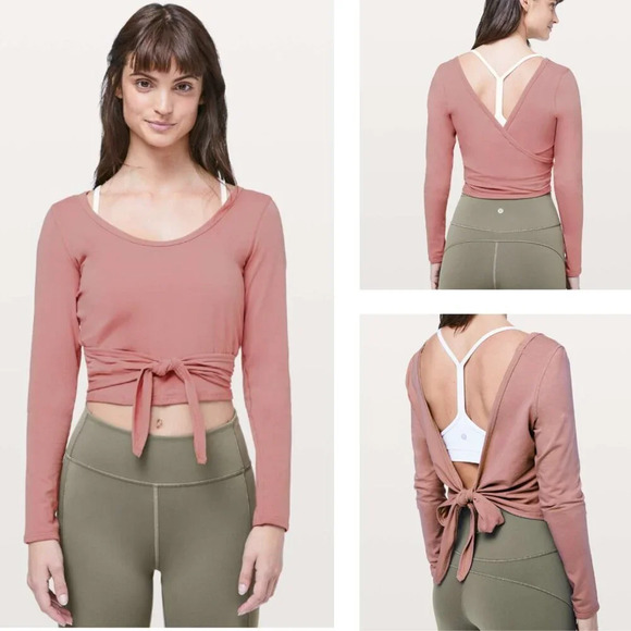 Lululemon Its A Tie Long Sleeve Wrap Top in Copper Coil Pink 26042 - Picture 1 of 5